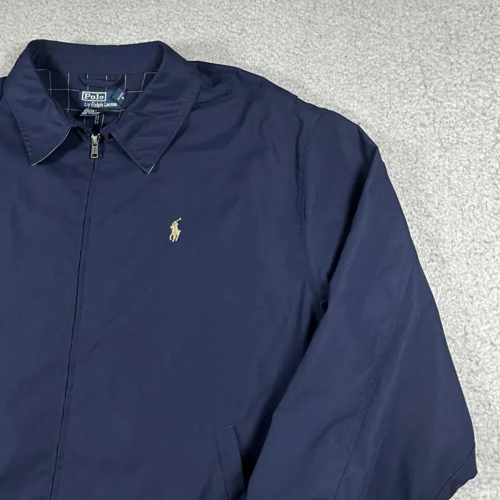 Polo Ralph Lauren Jacket Mens XL Blue Full Zip Bomber Lined Windbreaker VTG
